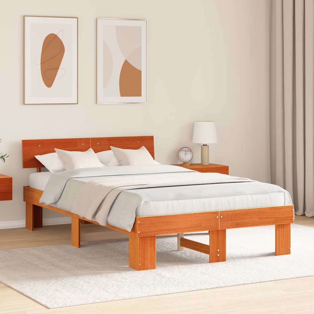 Bedframe Wasbruin 135 x 190 cm Massief grenenhout is nu te koop bij PeponiXL, paradijselijk wonen!