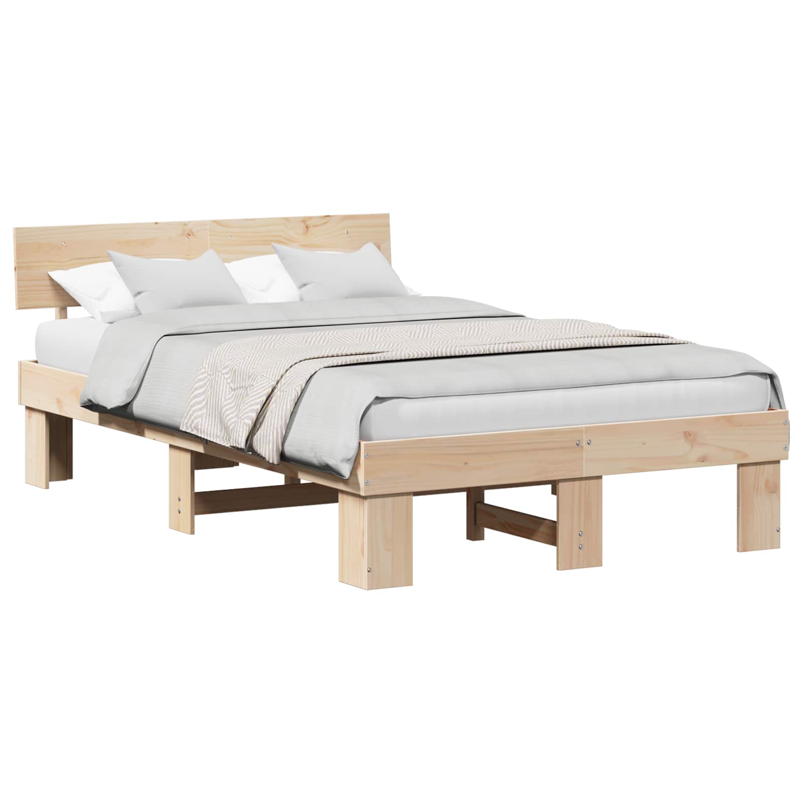 Bedframe met hoofdeinde Naturel 120 x 190 cm Massief grenenhout is nu te koop bij PeponiXL, paradijselijk wonen!