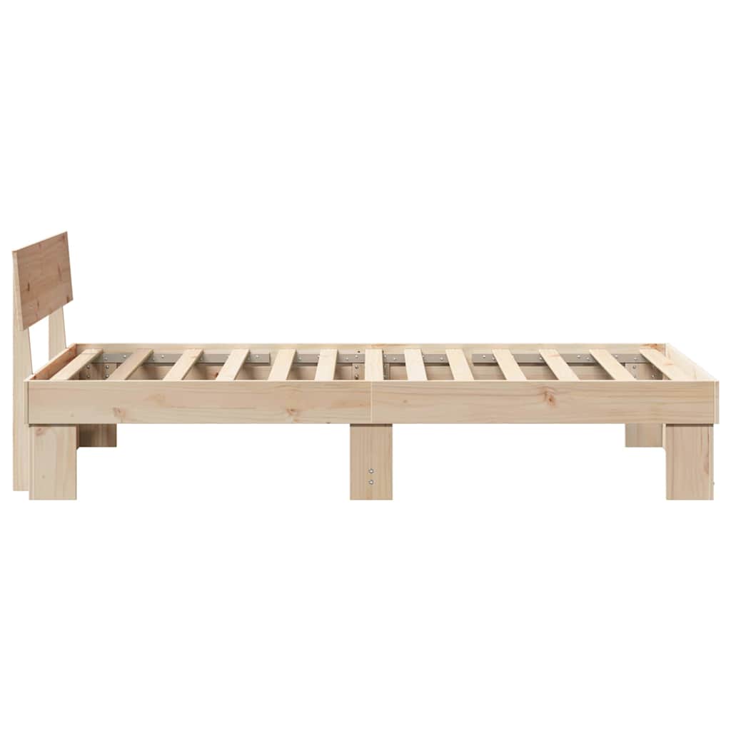 Bedframe met hoofdeinde Naturel 100 x 200 cm Massief grenenhout is nu te koop bij PeponiXL, paradijselijk wonen!