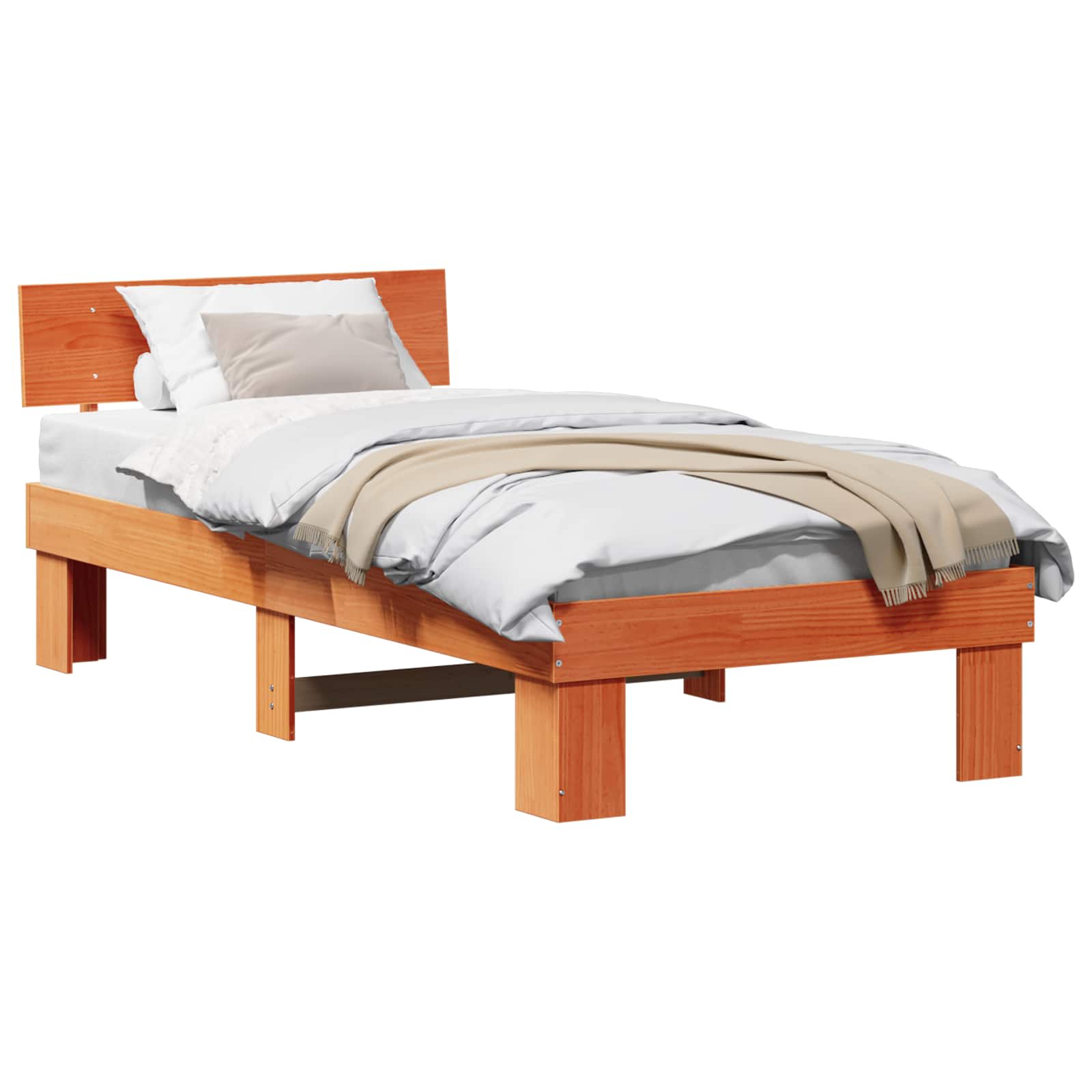 Bedframe met hoofdeinde Wasbruin 90 x 200 cm Massief grenenhout is nu te koop bij PeponiXL, paradijselijk wonen!
