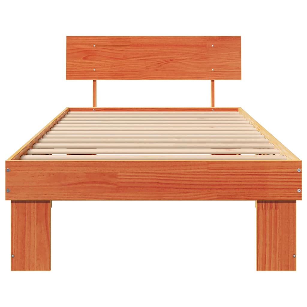 Bedframe met hoofdeinde Wasbruin 90 x 200 cm Massief grenenhout is nu te koop bij PeponiXL, paradijselijk wonen!