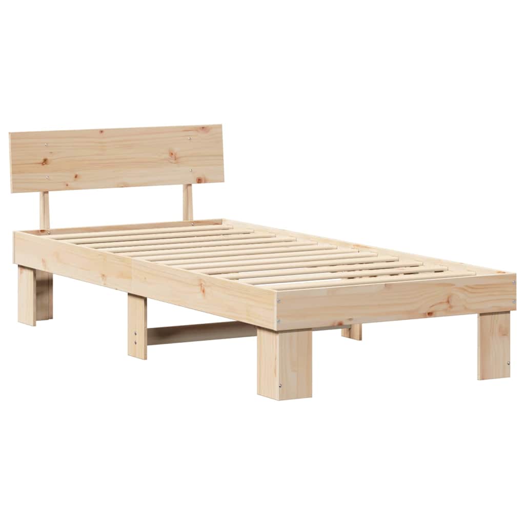 Bedframe met hoofdeinde Naturel 80 x 200 cm Massief grenenhout is nu te koop bij PeponiXL, paradijselijk wonen!