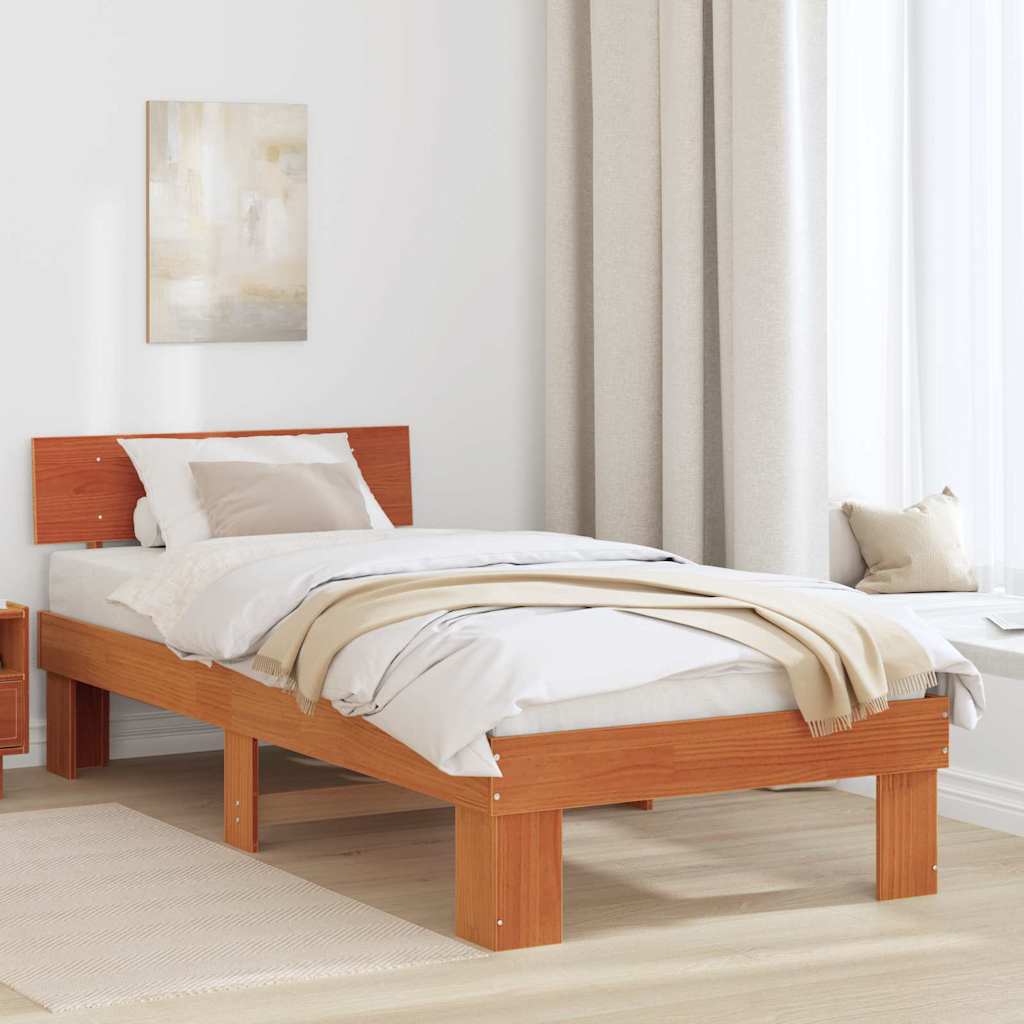 Bedframe met hoofdeinde Wasbruin 80 x 200 cm Massief grenenhout is nu te koop bij PeponiXL, paradijselijk wonen!