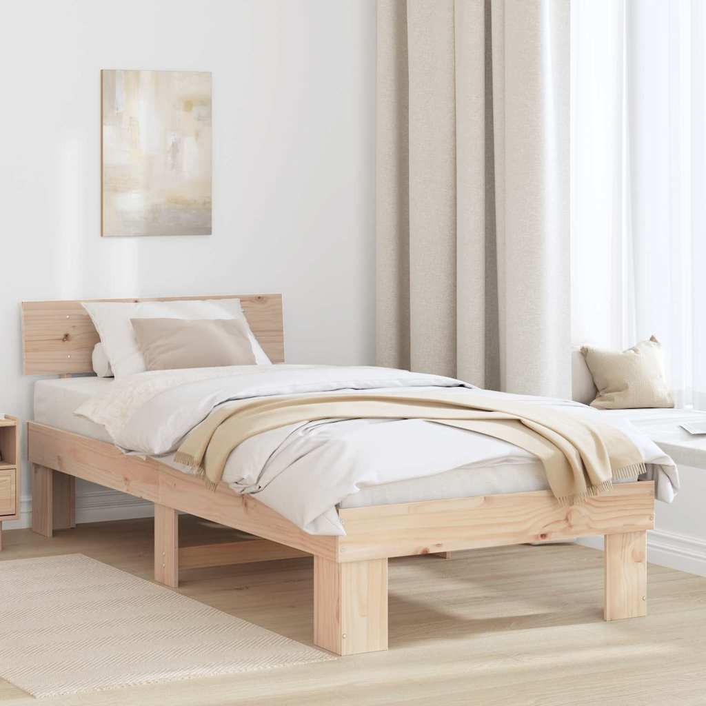 Bedframe met hoofdeinde Naturel 90 x 190 cm Massief grenenhout is nu te koop bij PeponiXL, paradijselijk wonen!