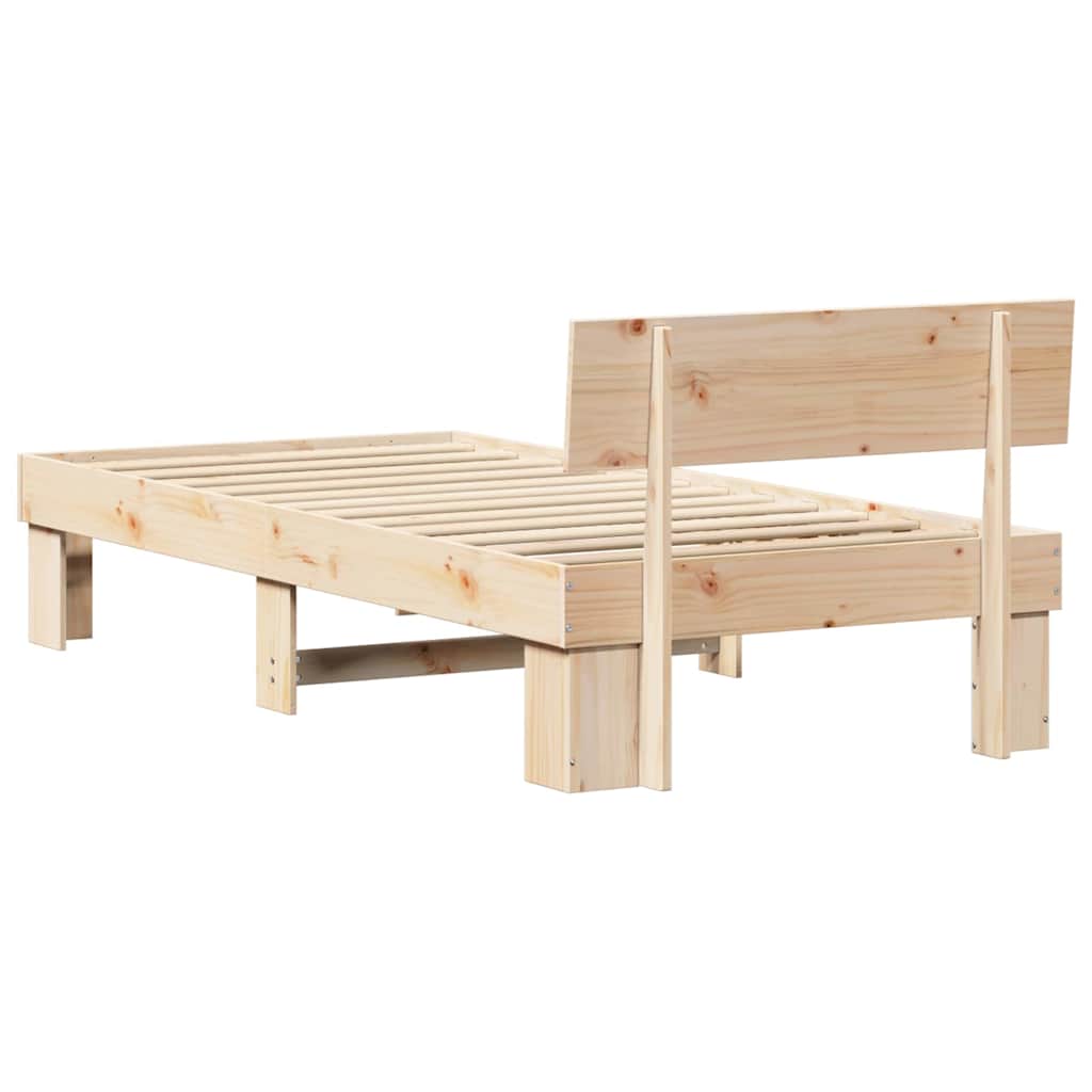 Bedframe met hoofdeinde Naturel 90 x 190 cm Massief grenenhout is nu te koop bij PeponiXL, paradijselijk wonen!