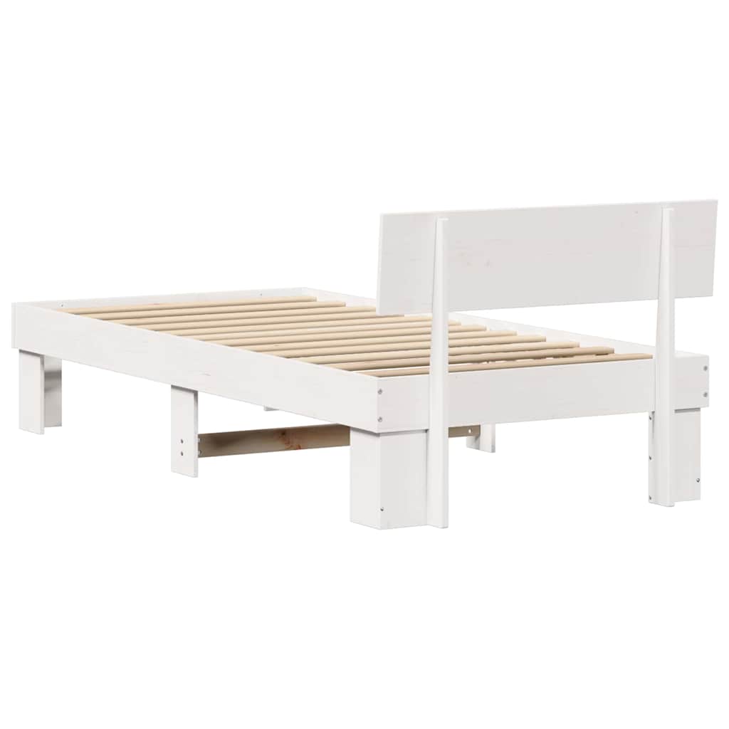 Bedframe met hoofdeinde Wit 90 x 190 cm Massief grenenhout is nu te koop bij PeponiXL, paradijselijk wonen!