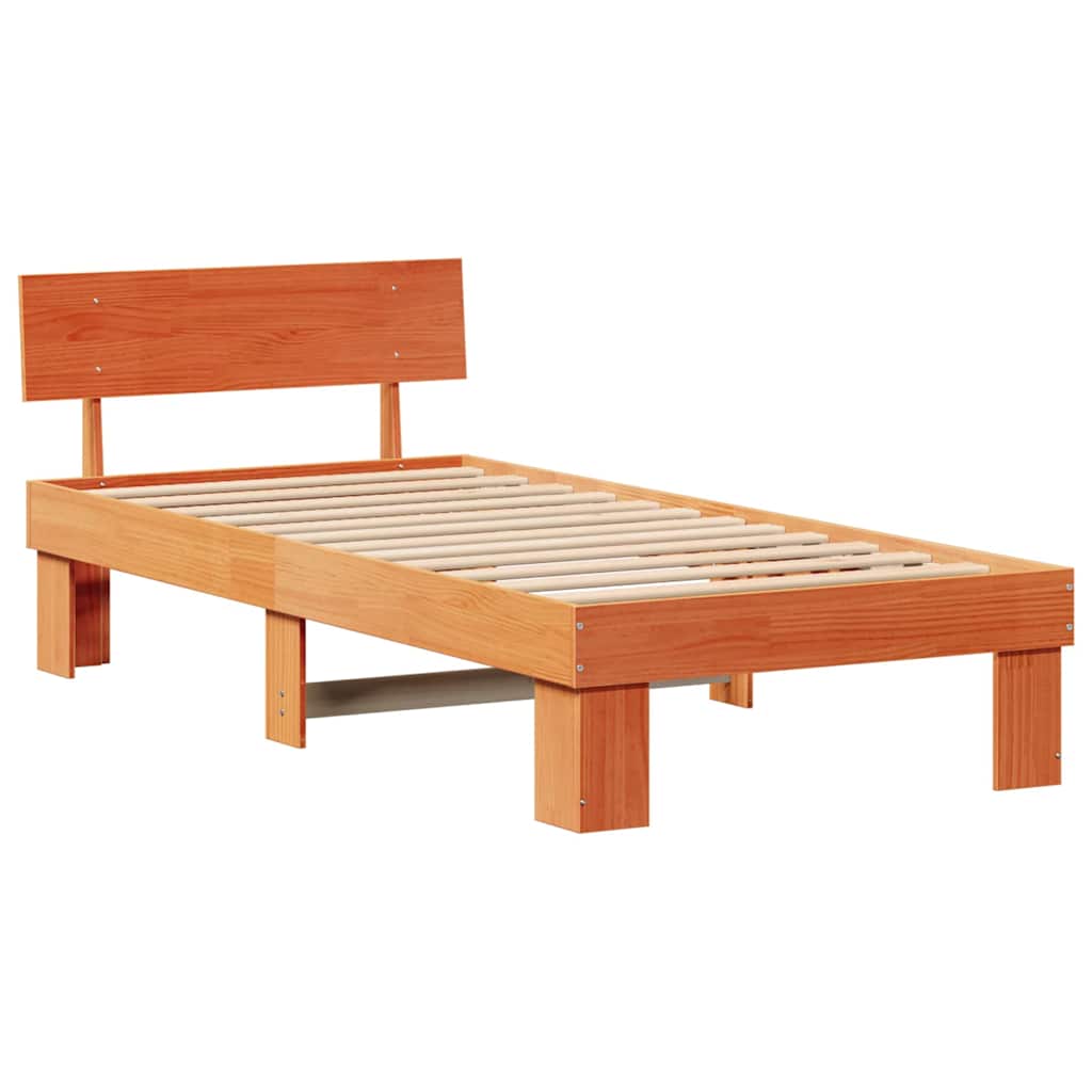 Bedframe met hoofdeinde Wasbruin 90 x 190 cm Massief grenenhout is nu te koop bij PeponiXL, paradijselijk wonen!