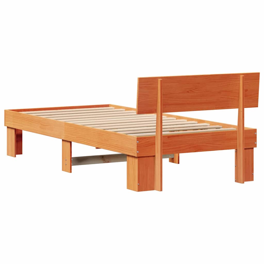 Bedframe met hoofdeinde Wasbruin 90 x 190 cm Massief grenenhout is nu te koop bij PeponiXL, paradijselijk wonen!