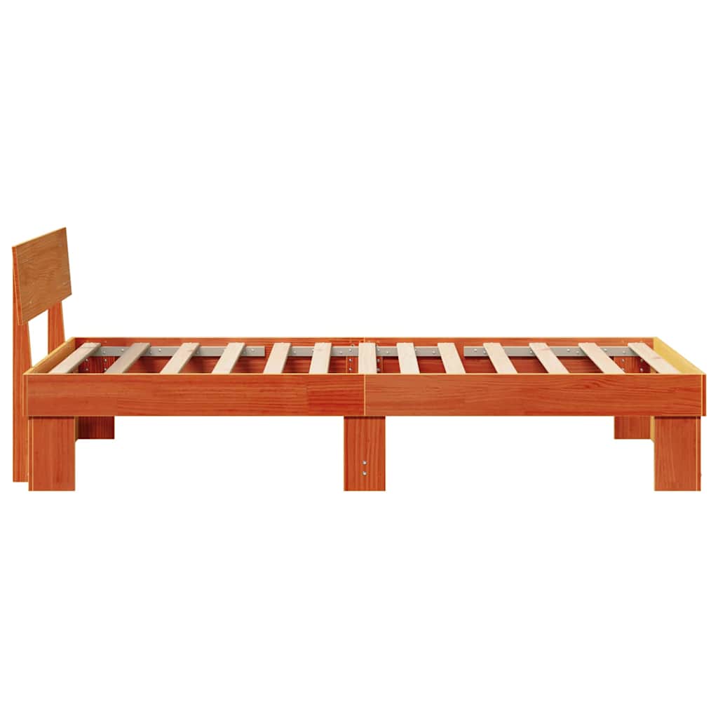 Bedframe met hoofdeinde Wasbruin 90 x 190 cm Massief grenenhout is nu te koop bij PeponiXL, paradijselijk wonen!