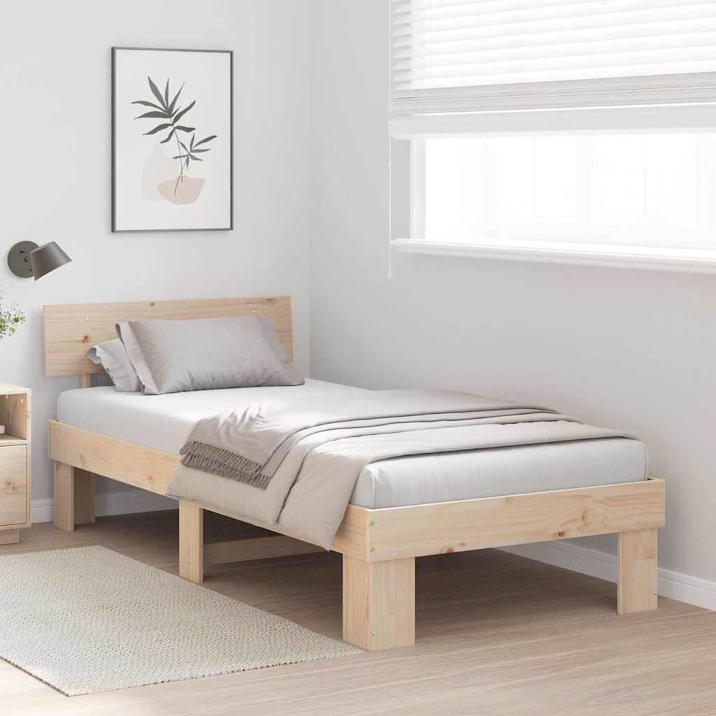 Bedframe met hoofdeinde Naturel 75 x 190 cm Massief grenenhout is nu te koop bij PeponiXL, paradijselijk wonen!