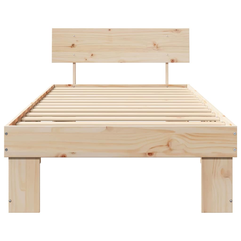 Bedframe met hoofdeinde Naturel 75 x 190 cm Massief grenenhout is nu te koop bij PeponiXL, paradijselijk wonen!