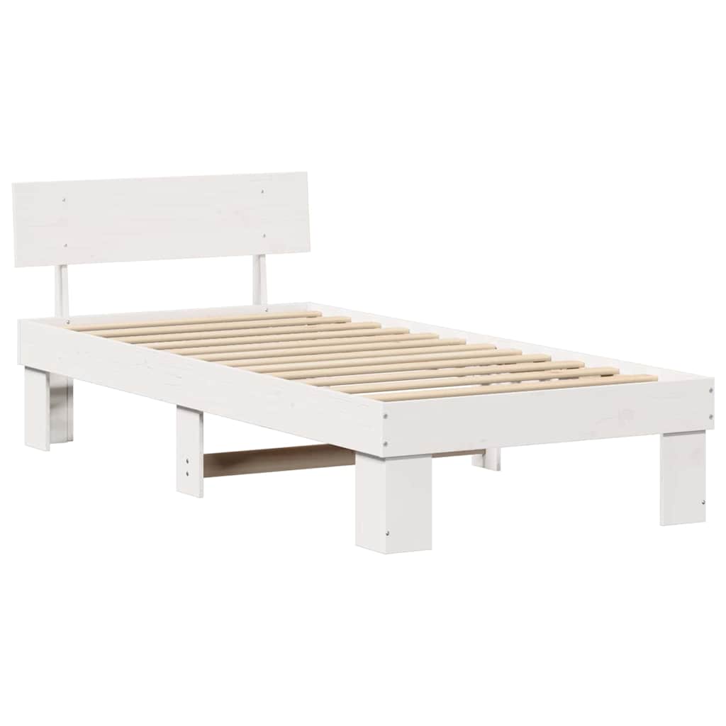 Bedframe met hoofdeinde Wit 75 x 190 cm Massief grenenhout is nu te koop bij PeponiXL, paradijselijk wonen!