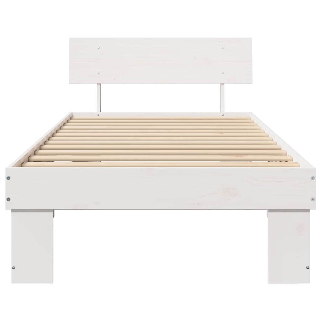 Bedframe met hoofdeinde Wit 75 x 190 cm Massief grenenhout is nu te koop bij PeponiXL, paradijselijk wonen!