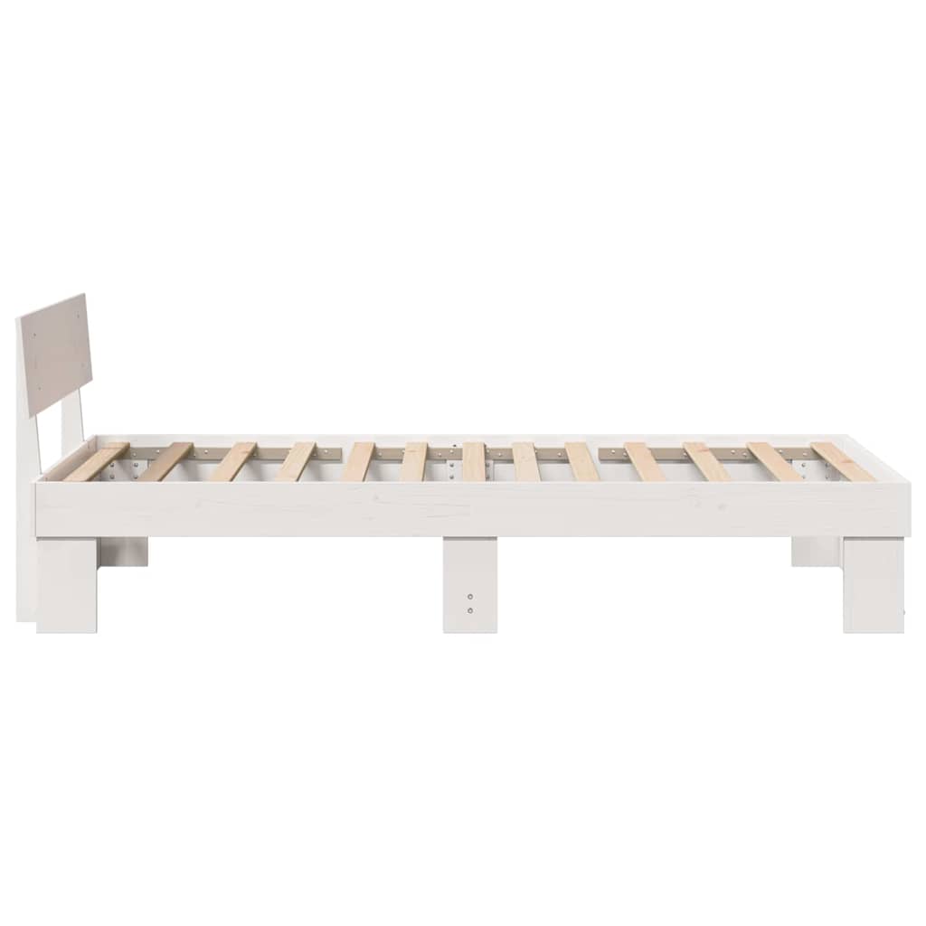 Bedframe met hoofdeinde Wit 75 x 190 cm Massief grenenhout is nu te koop bij PeponiXL, paradijselijk wonen!