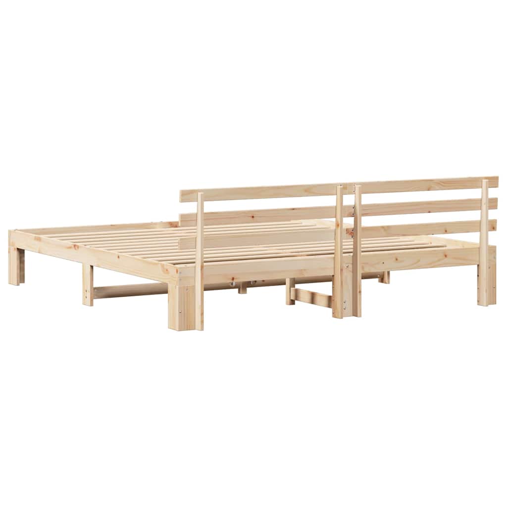 Bedframe met hoofdeinde Naturel 200 x 200 cm Massief grenenhout is nu te koop bij PeponiXL, paradijselijk wonen!