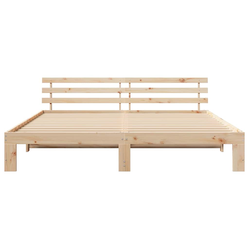 Bedframe met hoofdeinde Naturel 200 x 200 cm Massief grenenhout is nu te koop bij PeponiXL, paradijselijk wonen!