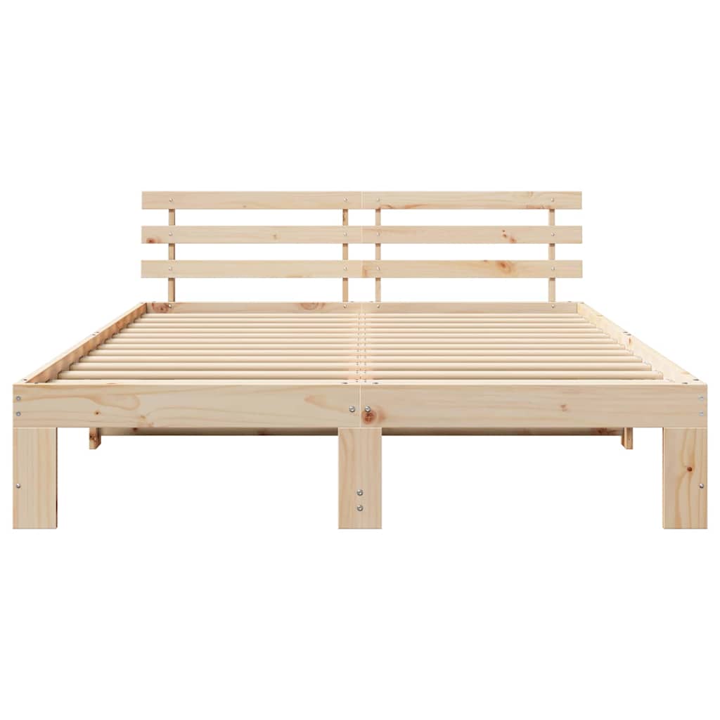 Bedframe met hoofdeinde Naturel 160 x 200 cm Massief grenenhout is nu te koop bij PeponiXL, paradijselijk wonen!