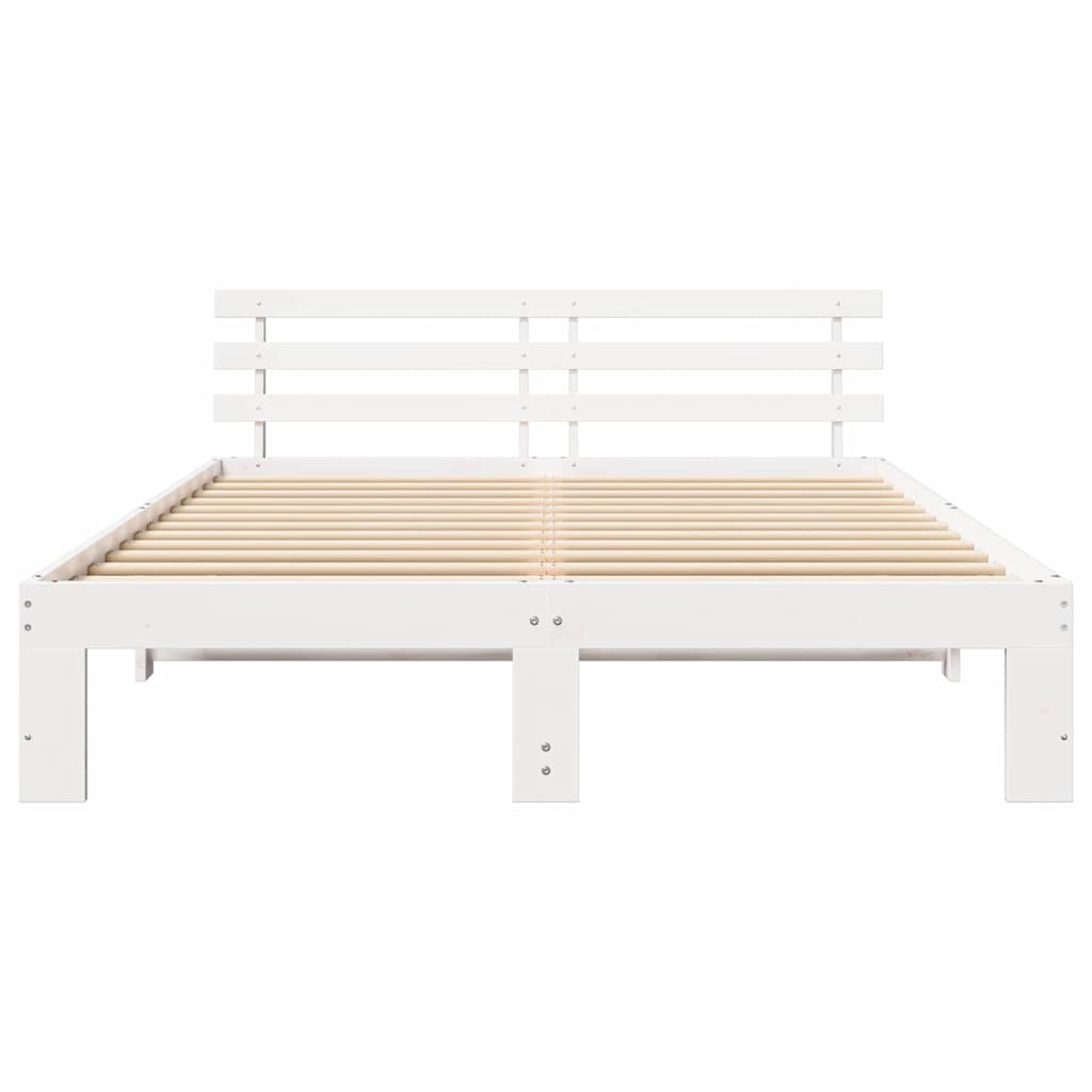 Bedframe met hoofdeinde Wit 160 x 200 cm Massief grenenhout is nu te koop bij PeponiXL, paradijselijk wonen!