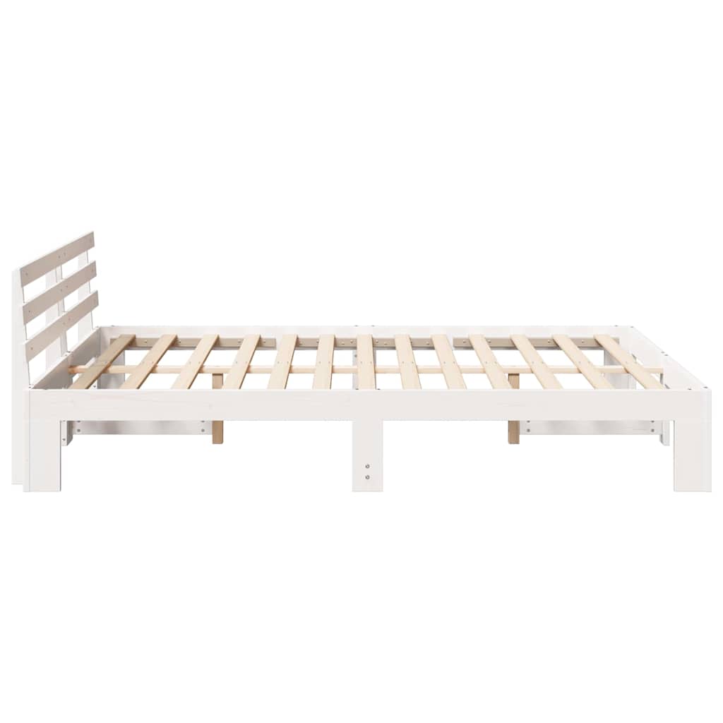 Bedframe met hoofdeinde Wit 160 x 200 cm Massief grenenhout is nu te koop bij PeponiXL, paradijselijk wonen!
