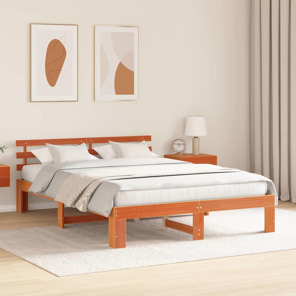 Bedframe Wasbruin 160 x 200 cm Massief grenenhout is nu te koop bij PeponiXL, paradijselijk wonen!
