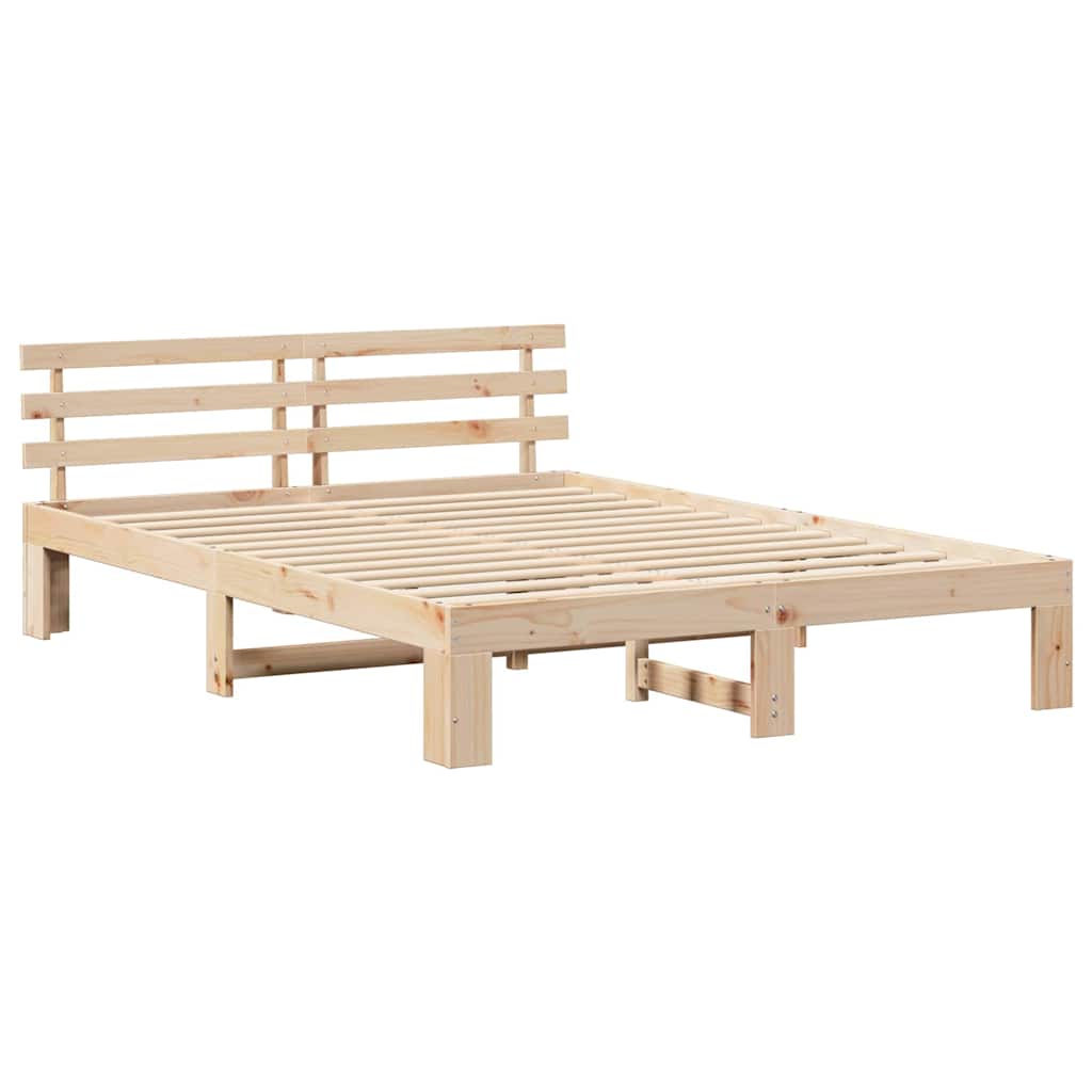 Bedframe met hoofdeinde Naturel 150 x 200 cm Massief grenenhout is nu te koop bij PeponiXL, paradijselijk wonen!