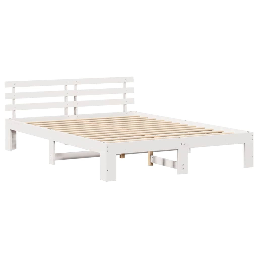 Bedframe met hoofdeinde Wit 150 x 200 cm Massief grenenhout is nu te koop bij PeponiXL, paradijselijk wonen!
