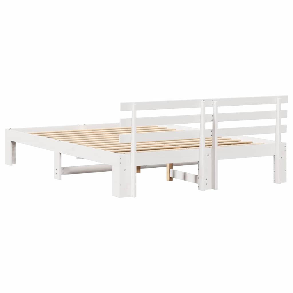 Bedframe met hoofdeinde Wit 150 x 200 cm Massief grenenhout is nu te koop bij PeponiXL, paradijselijk wonen!