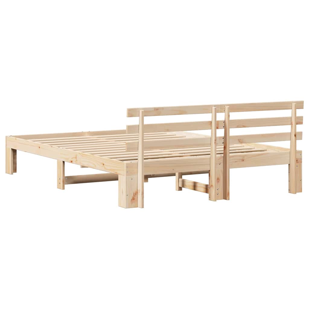 Bedframe met hoofdeinde Naturel 140 x 200 cm Massief grenenhout is nu te koop bij PeponiXL, paradijselijk wonen!