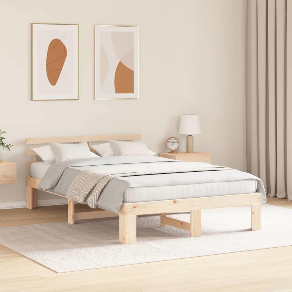 Bedframe met hoofdeinde Naturel 120 x 200 cm Massief grenenhout is nu te koop bij PeponiXL, paradijselijk wonen!