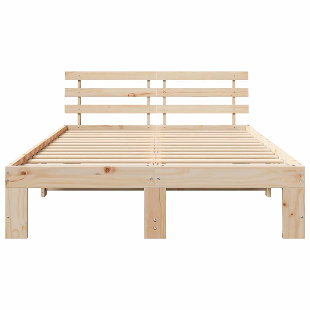 Bedframe met hoofdeinde Naturel 140 x 190 cm Massief grenenhout is nu te koop bij PeponiXL, paradijselijk wonen!