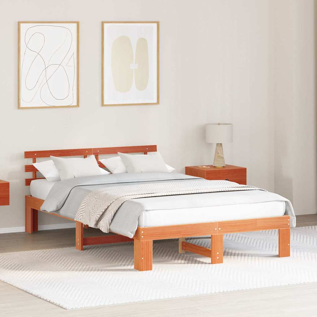 Bedframe Wasbruin 140 x 190 cm Massief grenenhout is nu te koop bij PeponiXL, paradijselijk wonen!