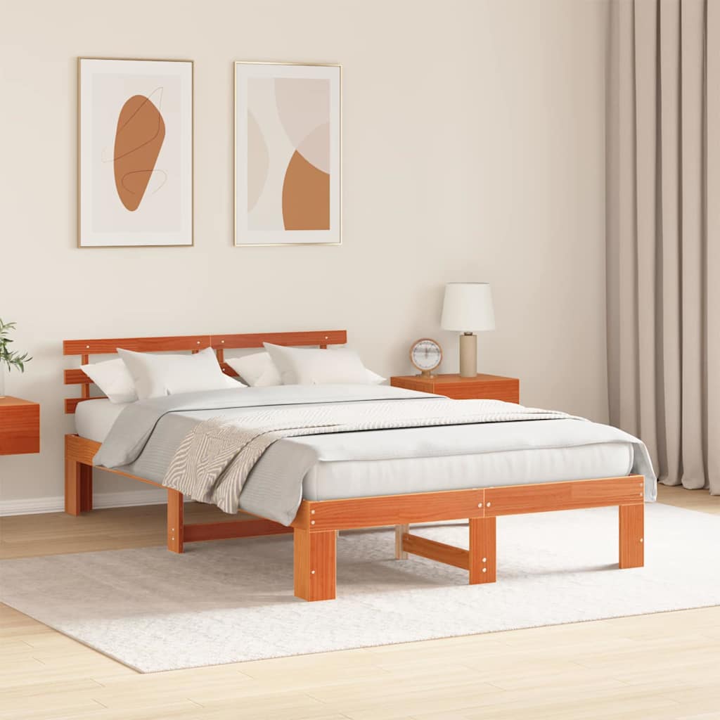 Bedframe Wasbruin 140 x 190 cm Massief grenenhout is nu te koop bij PeponiXL, paradijselijk wonen!