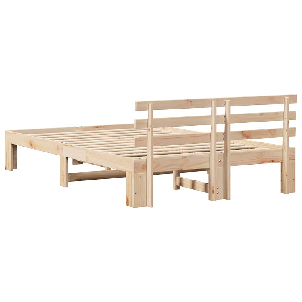 Bedframe met hoofdeinde Naturel 135 x 190 cm Massief grenenhout is nu te koop bij PeponiXL, paradijselijk wonen!
