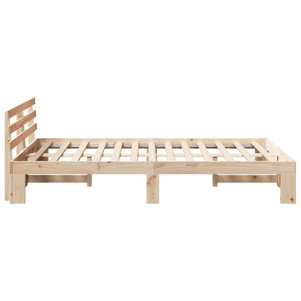Bedframe met hoofdeinde Naturel 135 x 190 cm Massief grenenhout is nu te koop bij PeponiXL, paradijselijk wonen!