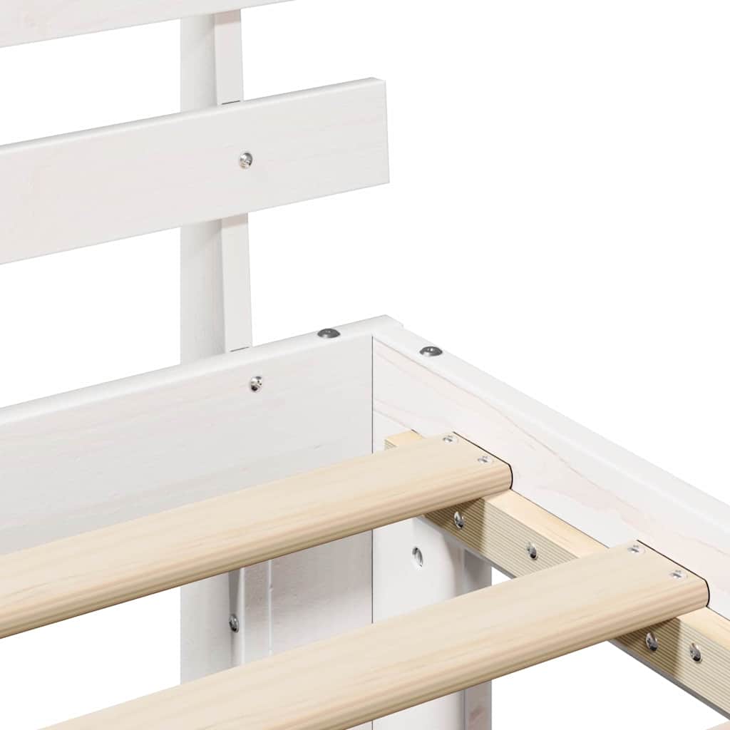 Bedframe met hoofdeinde Wit 135 x 190 cm Massief grenenhout is nu te koop bij PeponiXL, paradijselijk wonen!