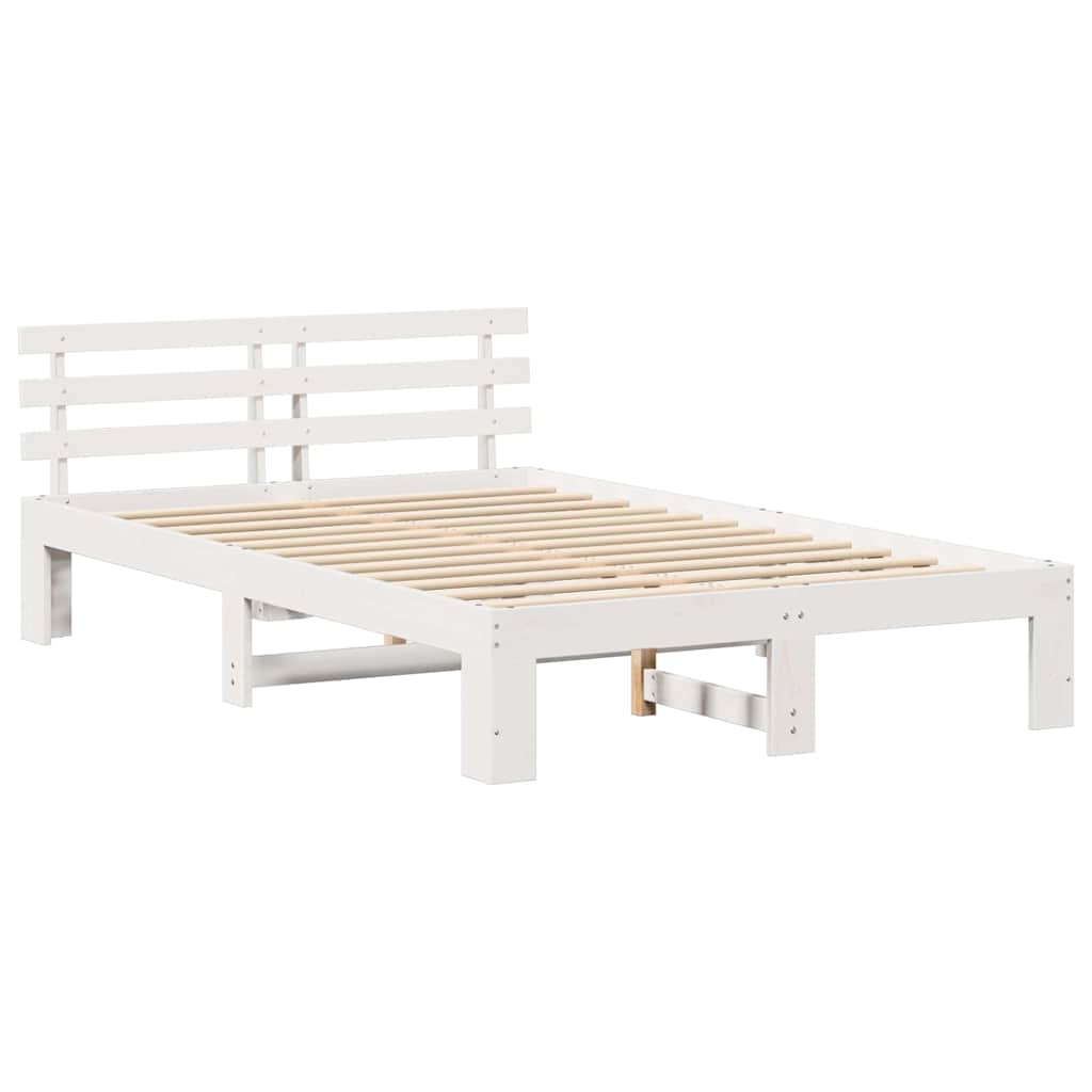 Bedframe met hoofdeinde Wit 135 x 190 cm Massief grenenhout is nu te koop bij PeponiXL, paradijselijk wonen!