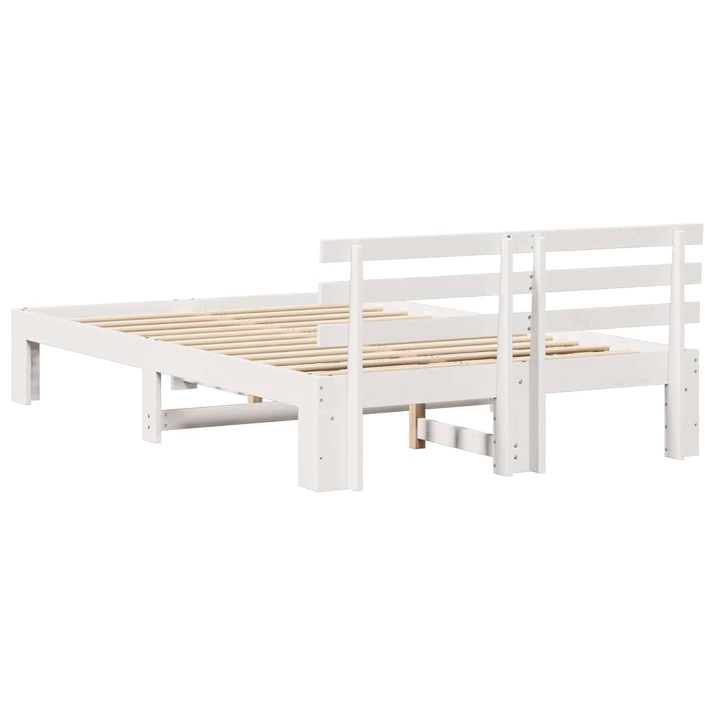Bedframe met hoofdeinde Wit 135 x 190 cm Massief grenenhout is nu te koop bij PeponiXL, paradijselijk wonen!