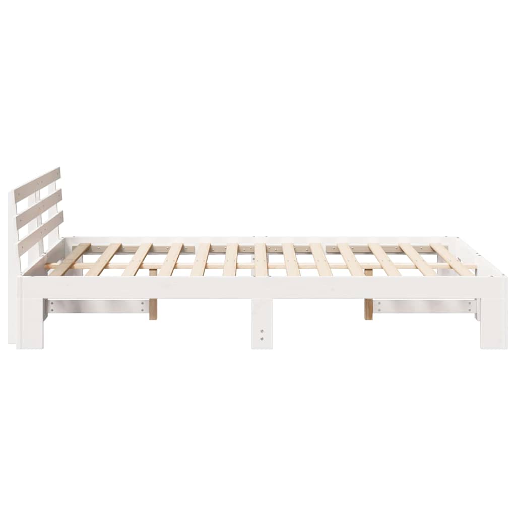 Bedframe met hoofdeinde Wit 135 x 190 cm Massief grenenhout is nu te koop bij PeponiXL, paradijselijk wonen!