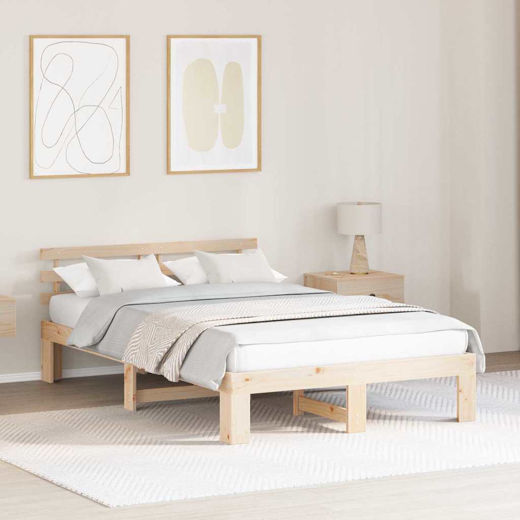 Bedframe met hoofdeinde Naturel 120 x 190 cm Massief grenenhout is nu te koop bij PeponiXL, paradijselijk wonen!