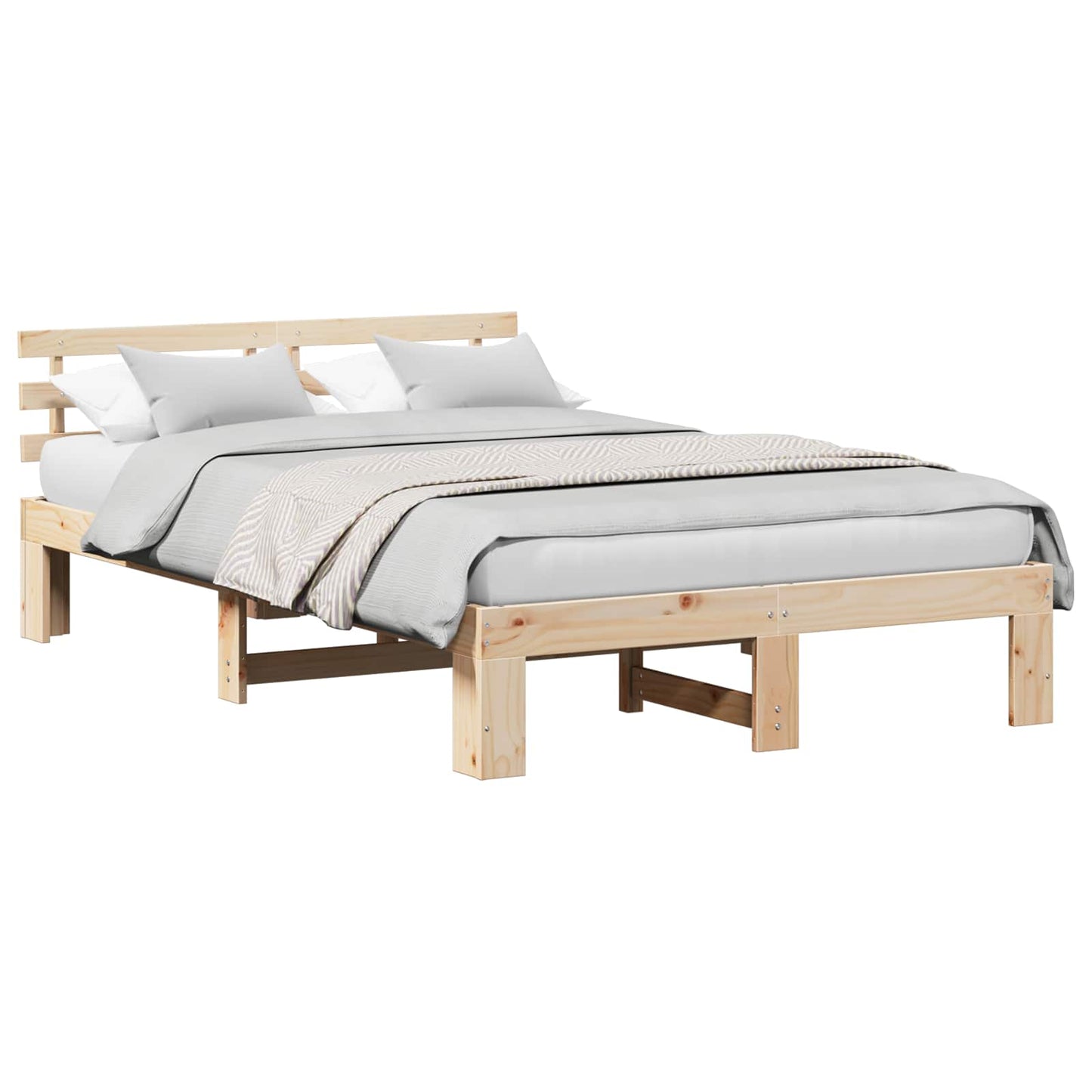 Bedframe met hoofdeinde Naturel 120 x 190 cm Massief grenenhout is nu te koop bij PeponiXL, paradijselijk wonen!
