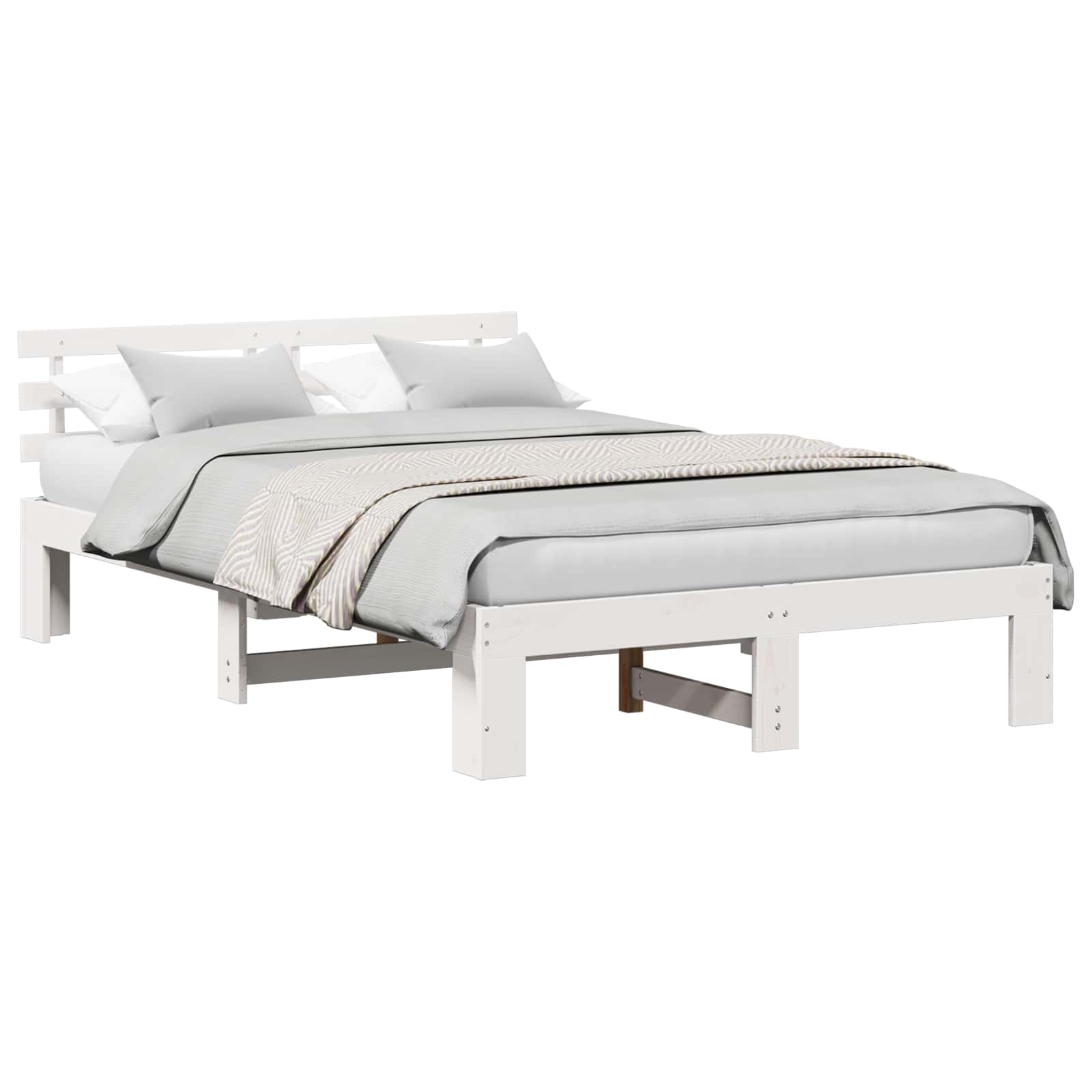 Bedframe met hoofdeinde Wit 120 x 190 cm Massief grenenhout is nu te koop bij PeponiXL, paradijselijk wonen!