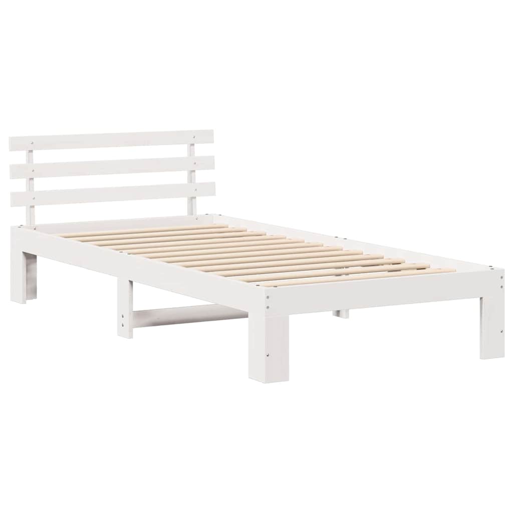Bedframe met hoofdeinde Wit 100 x 200 cm Massief grenenhout is nu te koop bij PeponiXL, paradijselijk wonen!