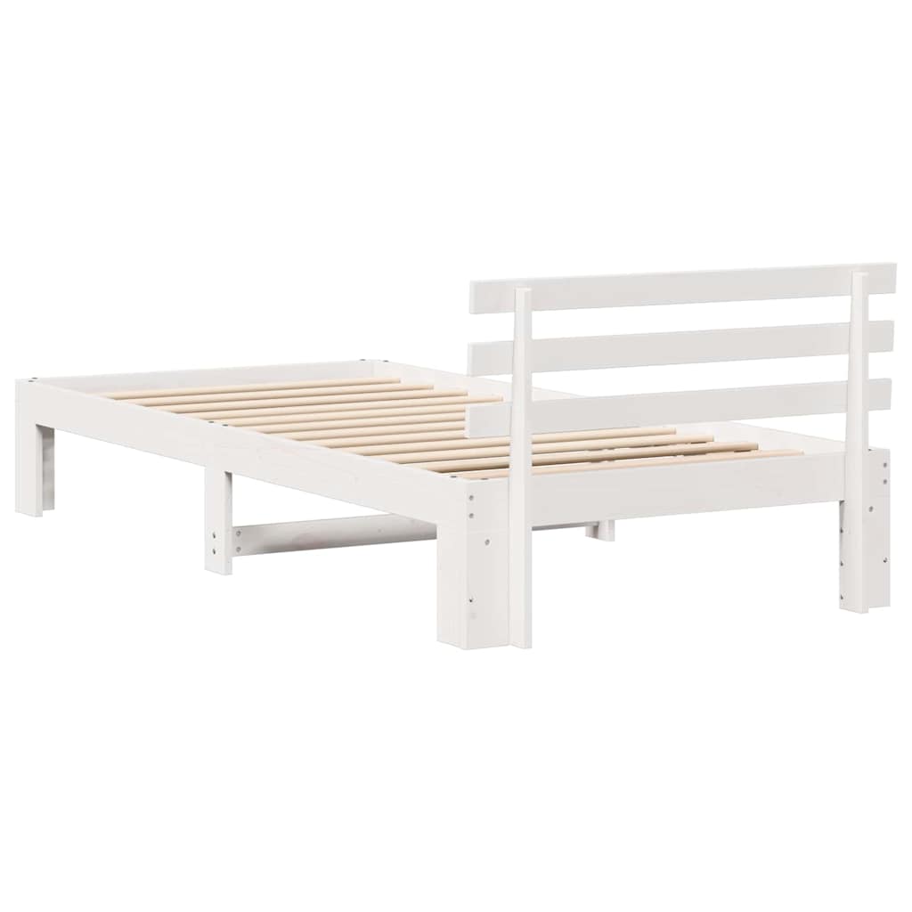 Bedframe met hoofdeinde Wit 100 x 200 cm Massief grenenhout is nu te koop bij PeponiXL, paradijselijk wonen!
