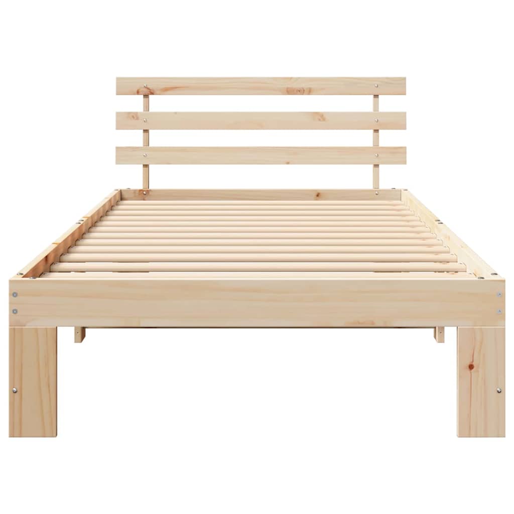 Bedframe met hoofdeinde Naturel 90 x 200 cm Massief grenenhout is nu te koop bij PeponiXL, paradijselijk wonen!