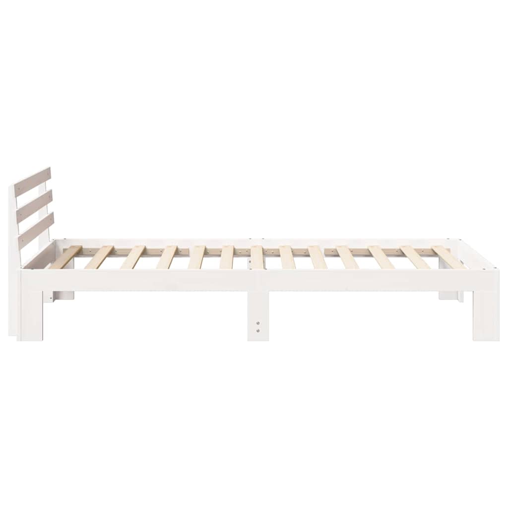 Bedframe met hoofdeinde Wit 90 x 200 cm Massief grenenhout is nu te koop bij PeponiXL, paradijselijk wonen!