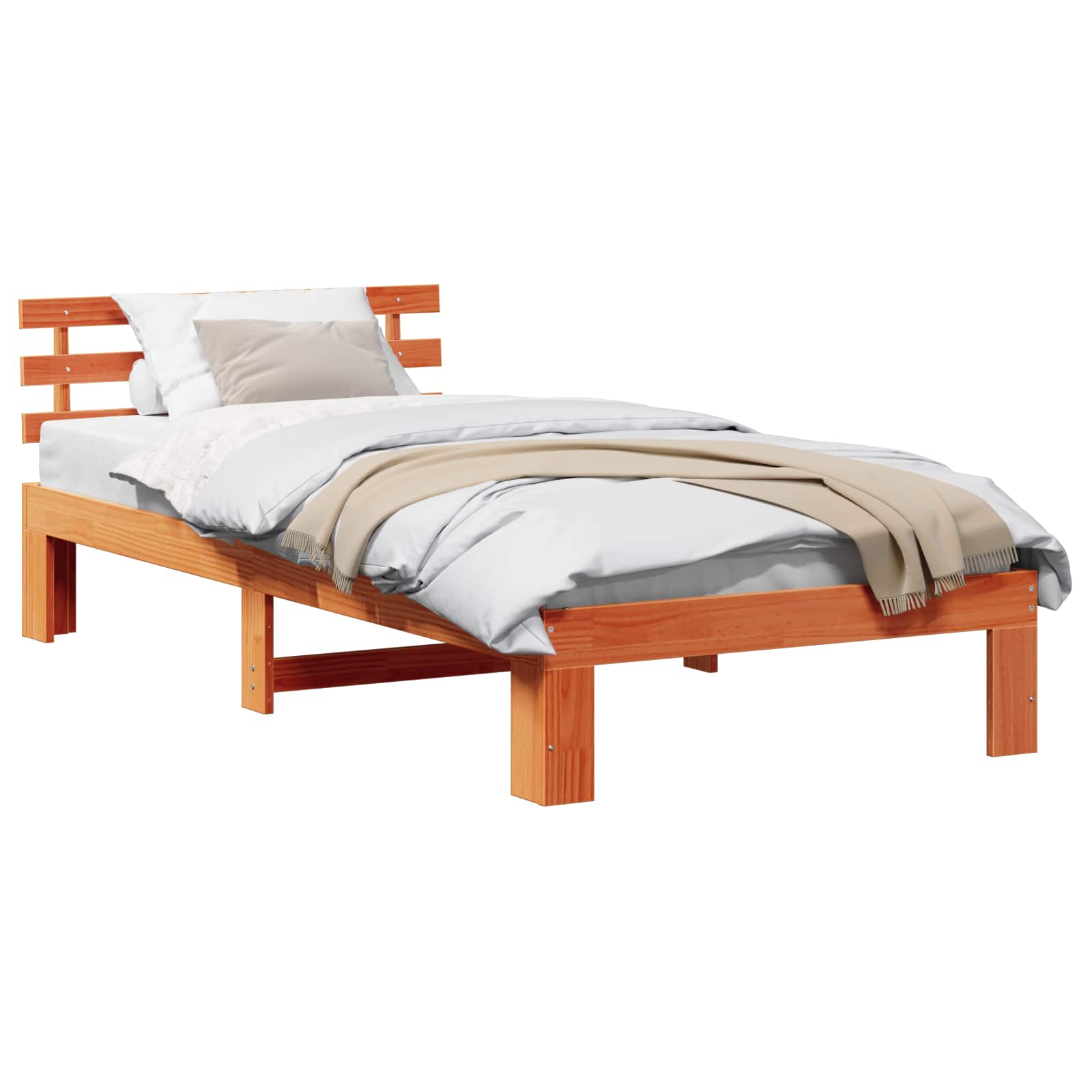 Bedframe met hoofdeinde Wasbruin 90 x 200 cm Massief grenenhout is nu te koop bij PeponiXL, paradijselijk wonen!