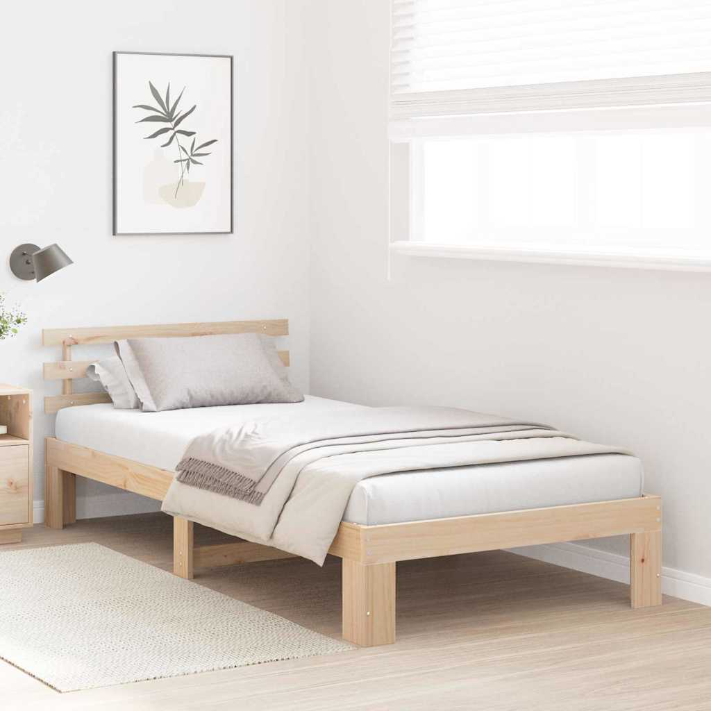 Bedframe met hoofdeinde Naturel 80 x 200 cm Massief grenenhout is nu te koop bij PeponiXL, paradijselijk wonen!