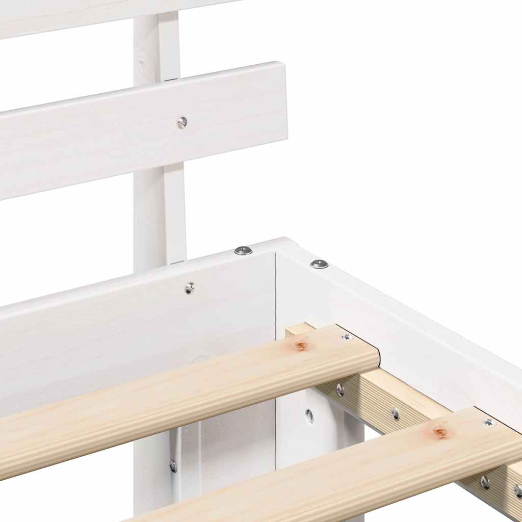 Bedframe met hoofdeinde Wit 75 x 190 cm Massief grenenhout is nu te koop bij PeponiXL, paradijselijk wonen!