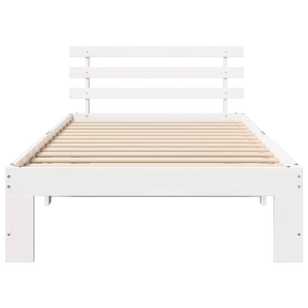 Bedframe met hoofdeinde Wit 75 x 190 cm Massief grenenhout is nu te koop bij PeponiXL, paradijselijk wonen!