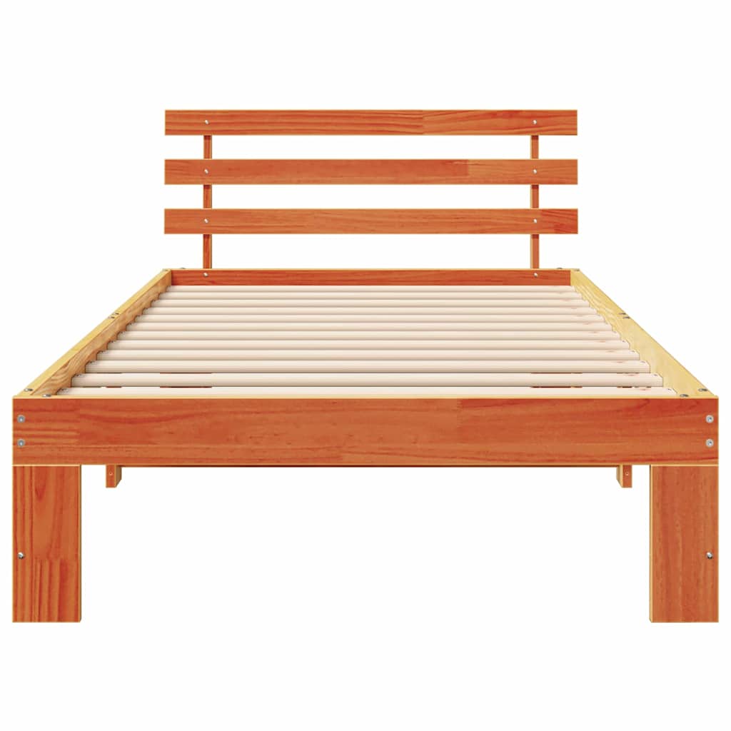 Bedframe met hoofdeinde Wasbruin 75 x 190 cm Massief grenenhout is nu te koop bij PeponiXL, paradijselijk wonen!
